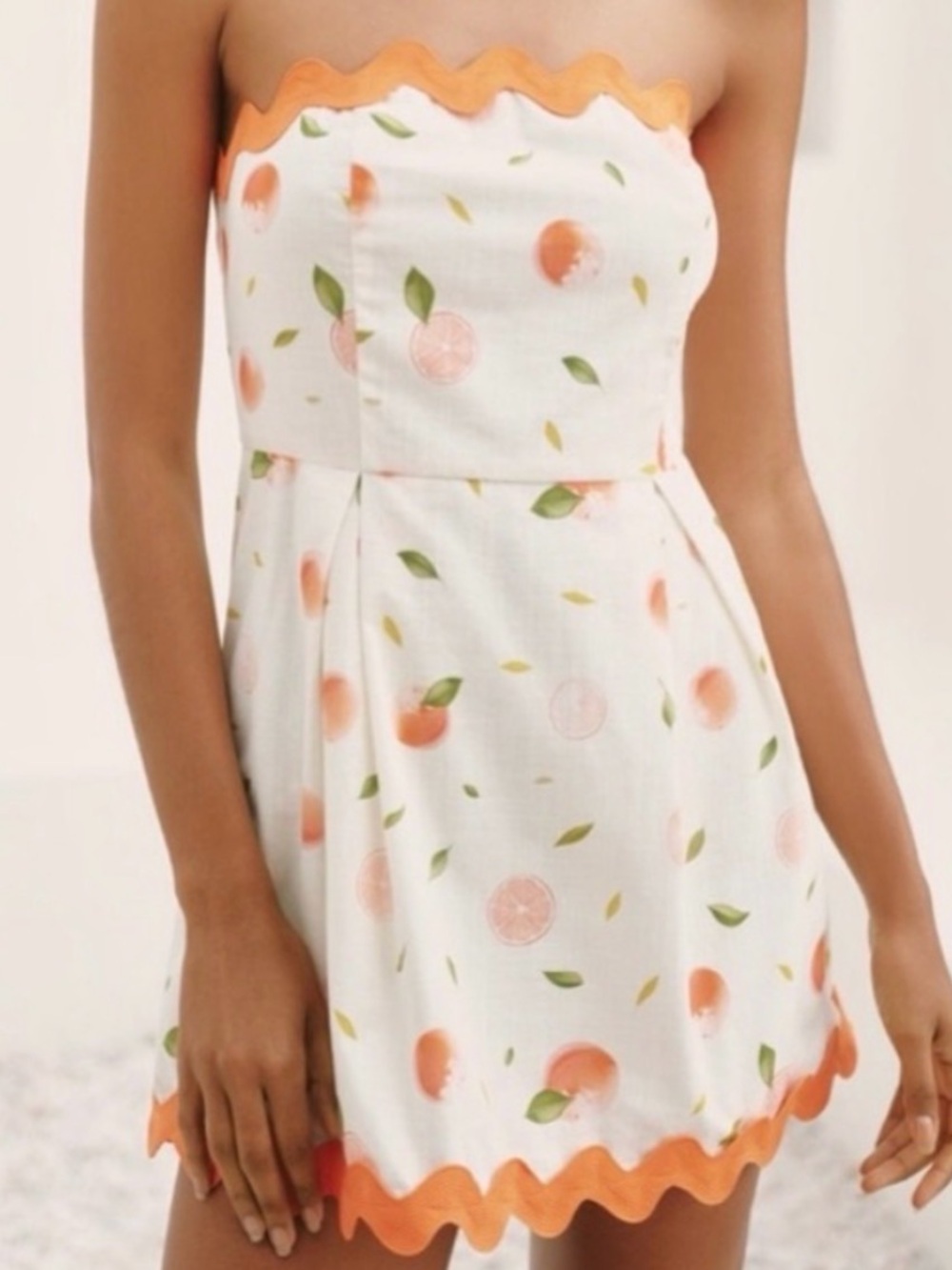 NWT Orange Pattern Strapless Dress